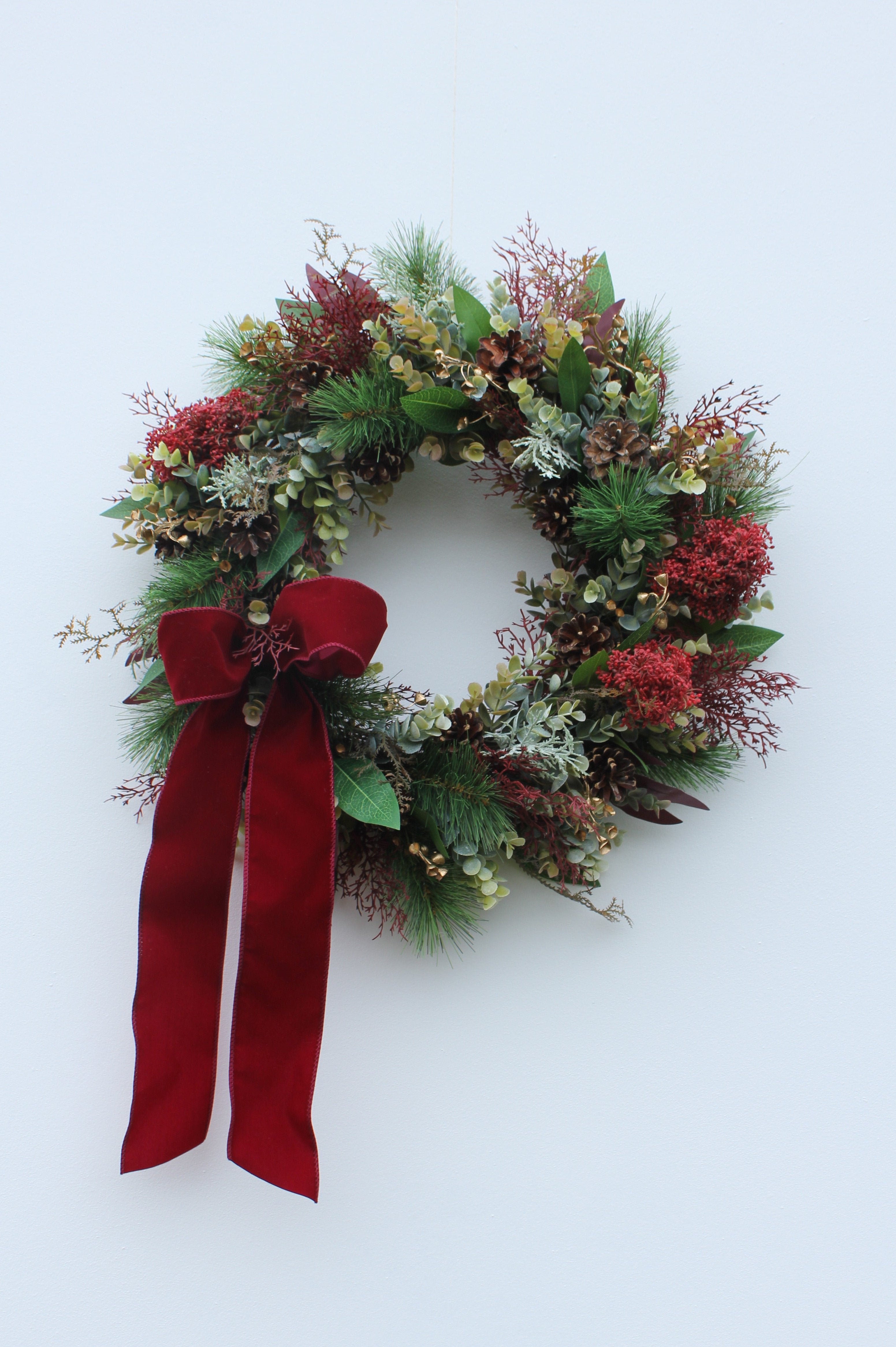 Faux Christmas Door Wreath | Mulled Wine