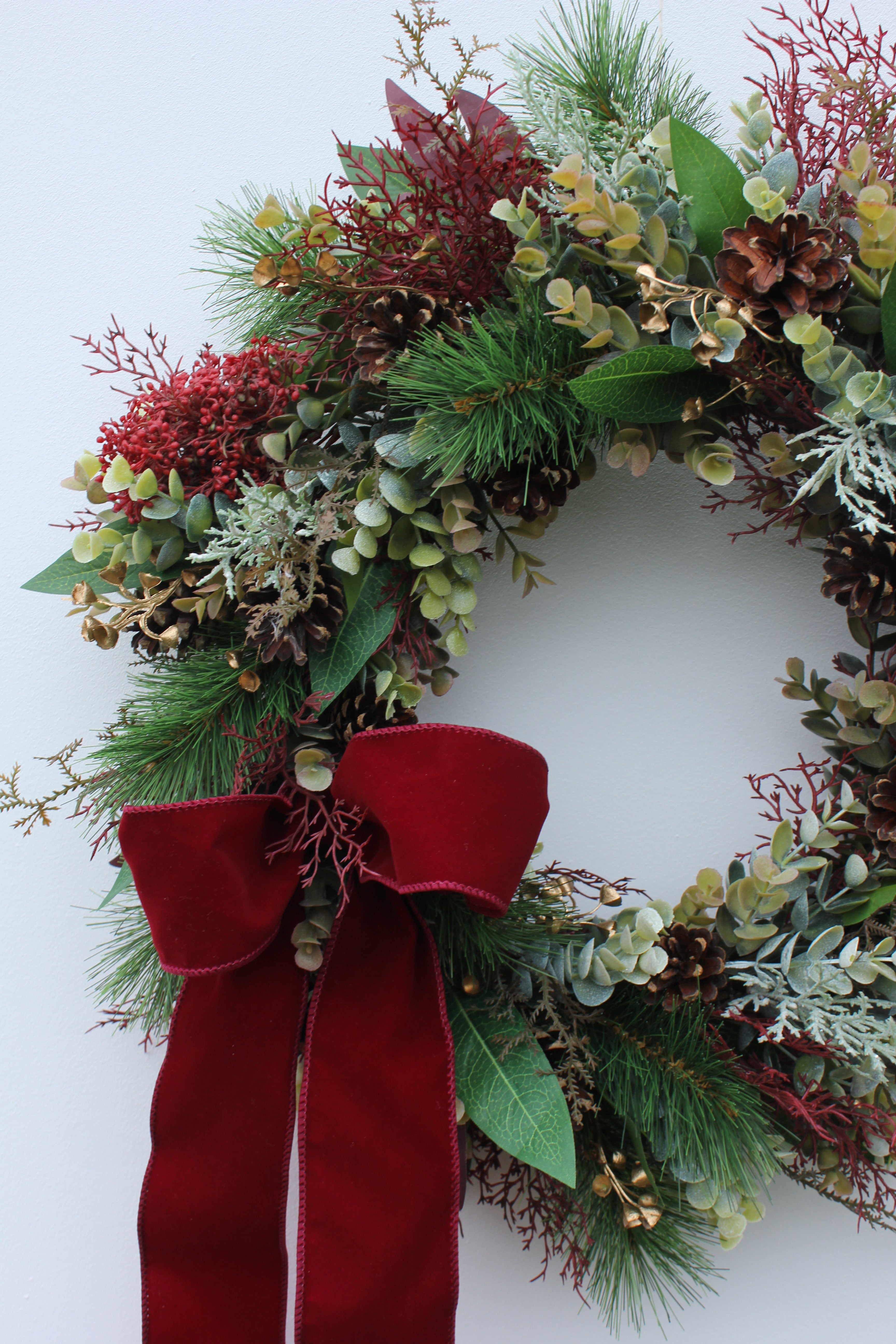 Faux Christmas Door Wreath | Mulled Wine