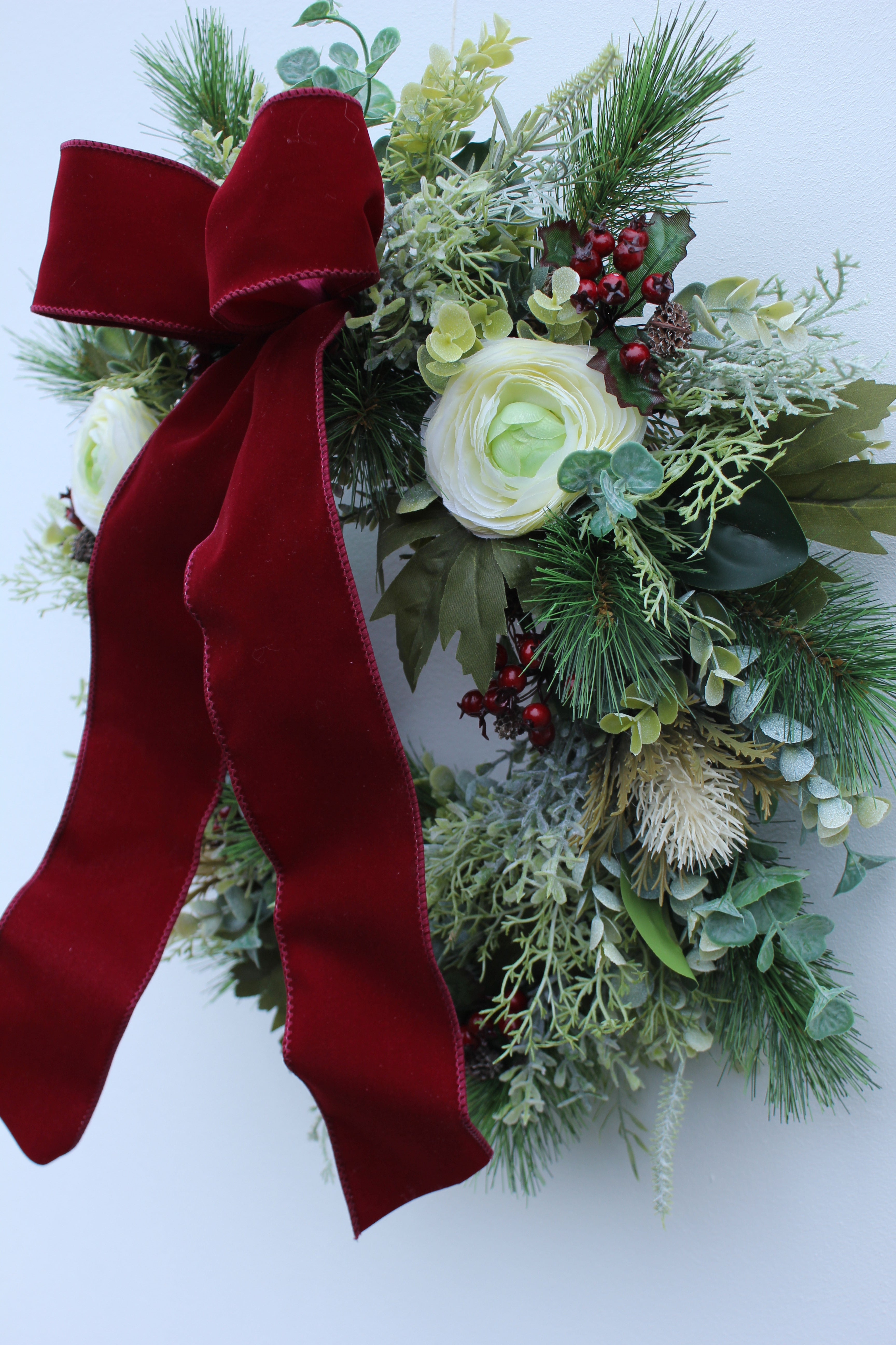 Faux Christmas Door Wreath | Candy Cane Lane