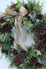 Load image into Gallery viewer, Faux Christmas Door Wreath | Figgy Pudding
