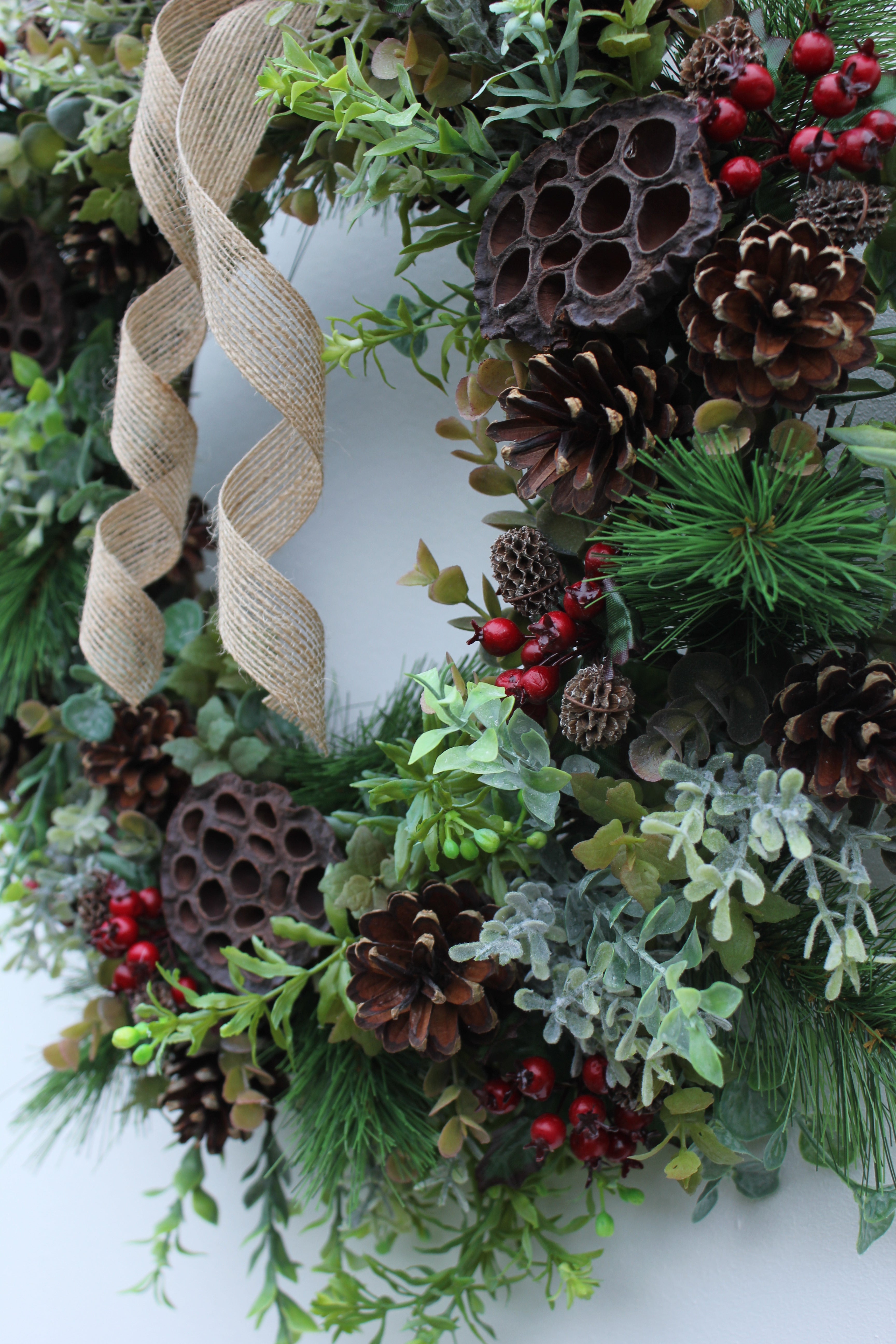 Faux Christmas Door Wreath | Figgy Pudding