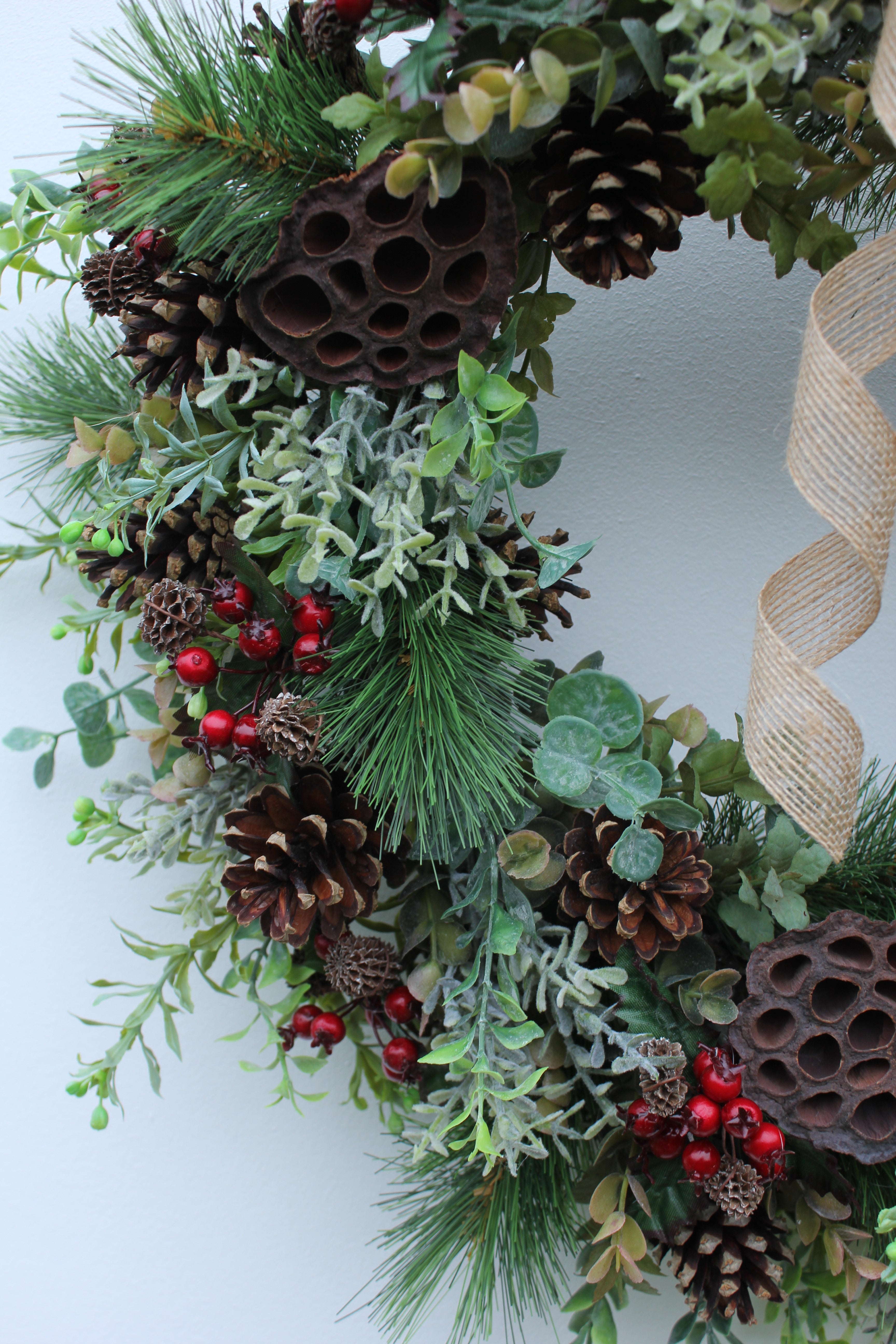 Faux Christmas Door Wreath | Figgy Pudding