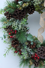 Load image into Gallery viewer, Faux Christmas Door Wreath | Figgy Pudding
