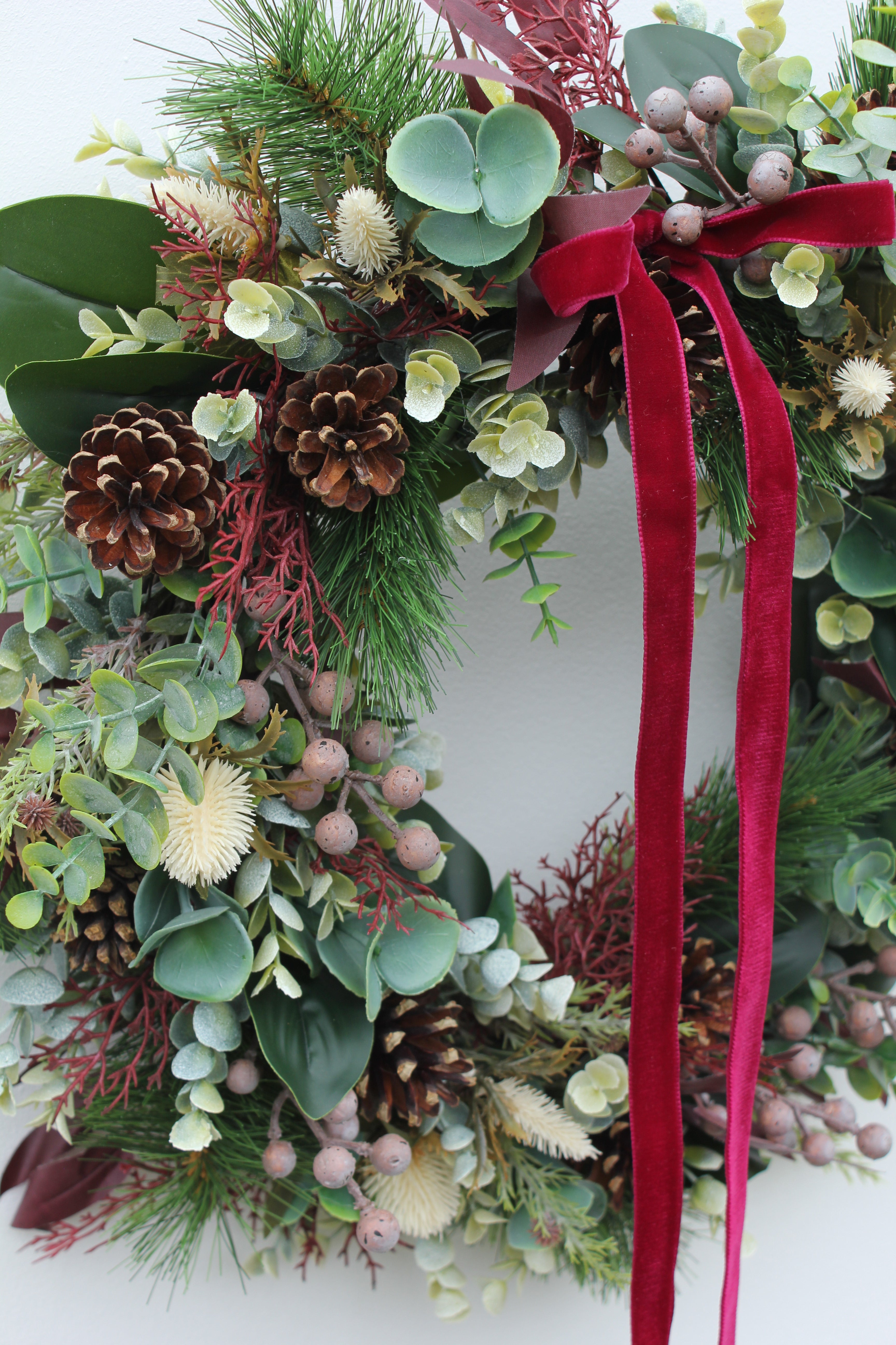 Faux Christmas Door Wreath | Cranberry Fizz