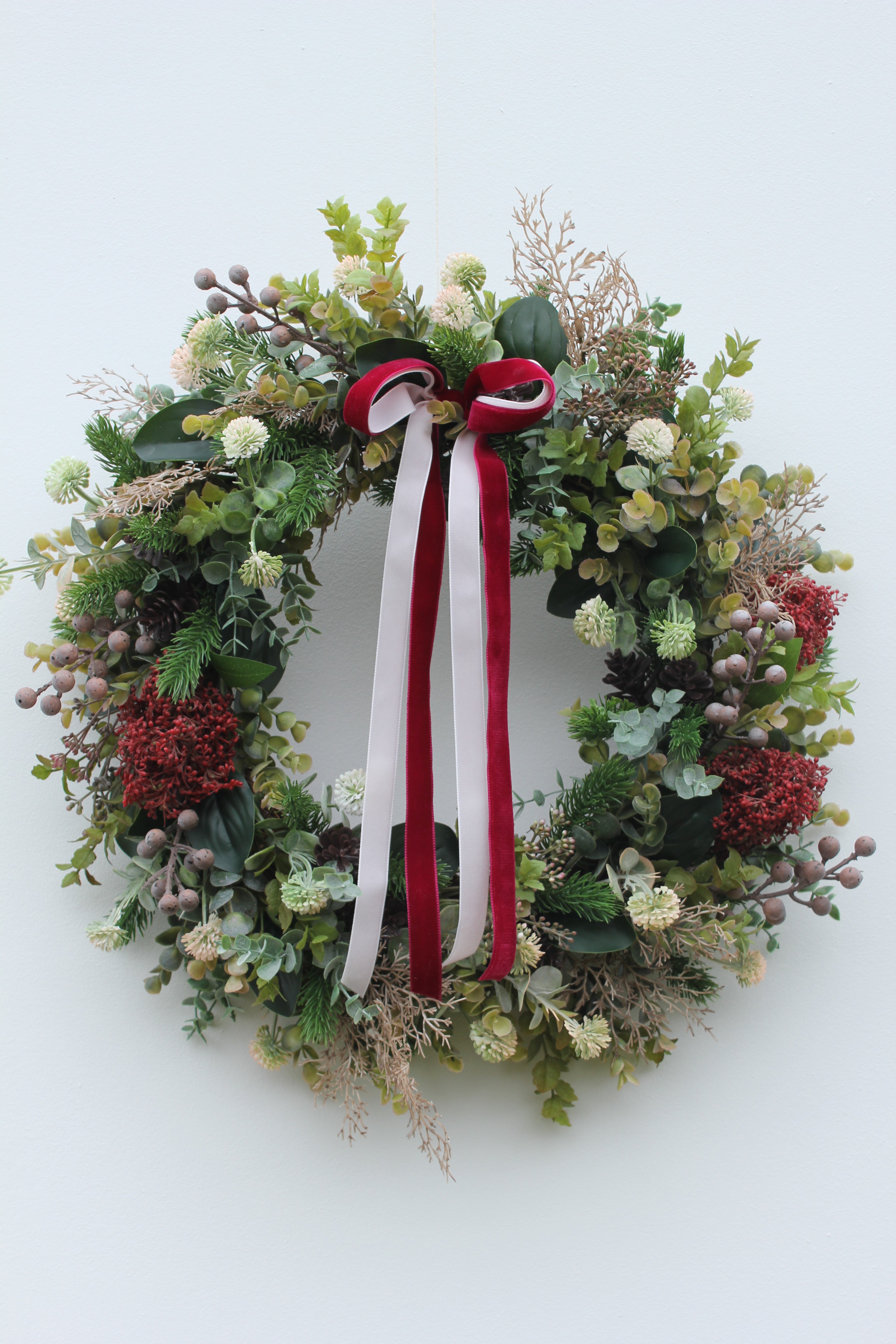 Faux Christmas Door Wreath | Merry and Bright