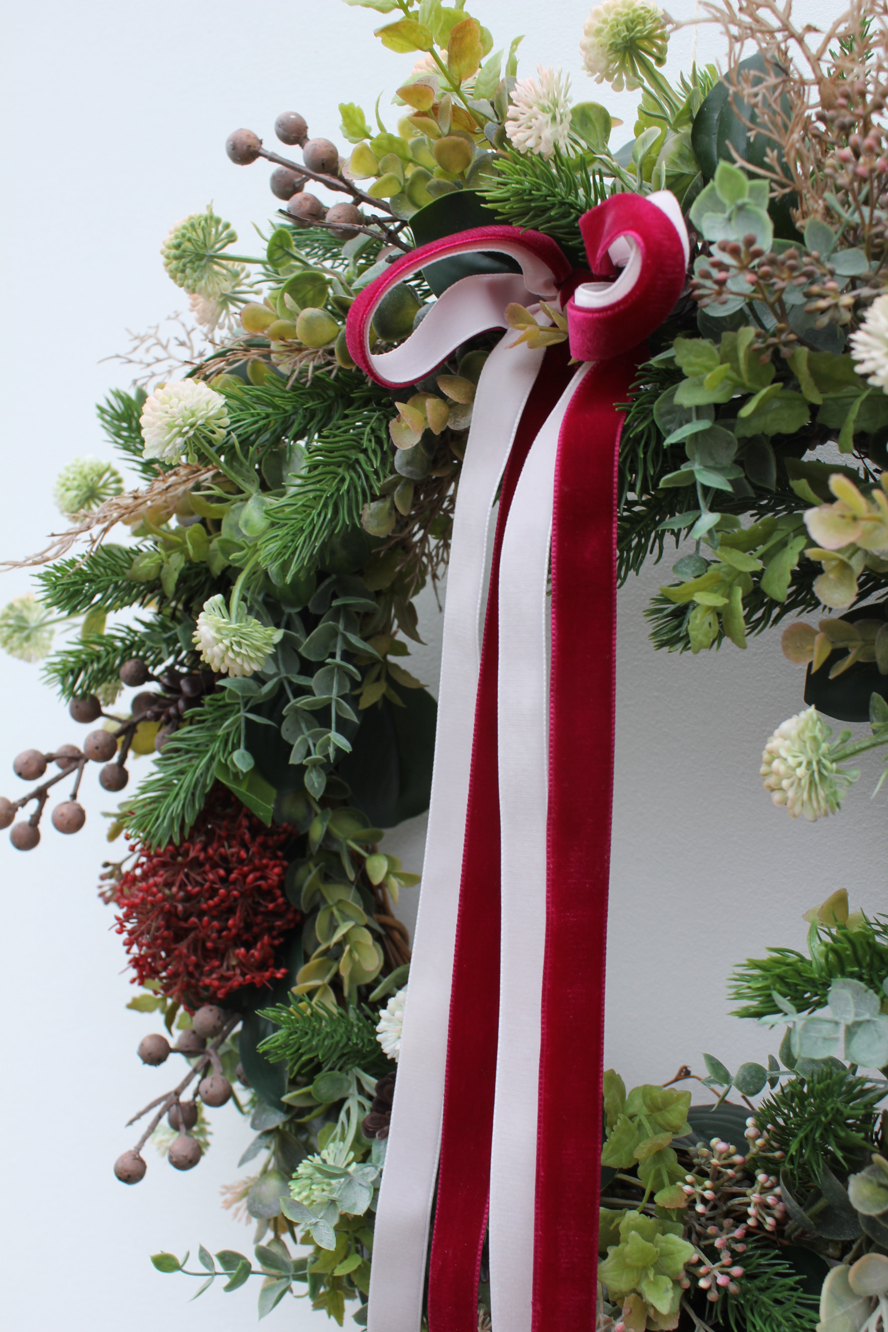 Faux Christmas Door Wreath | Merry and Bright