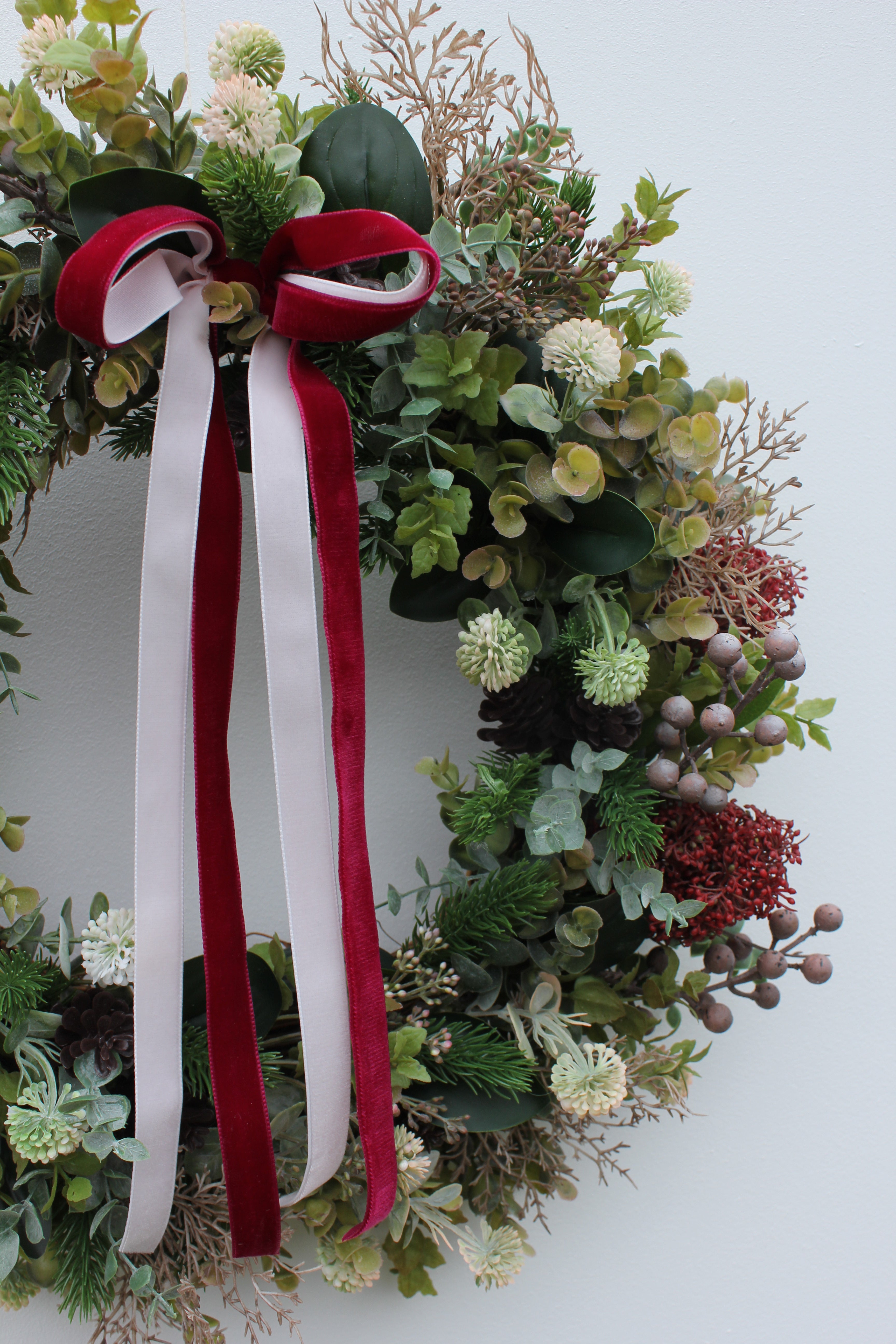 Faux Christmas Door Wreath | Merry and Bright