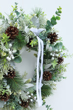 Load image into Gallery viewer, Faux Christmas Door Wreath | Snow Fall
