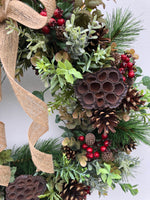 Load image into Gallery viewer, Faux Christmas Door Wreath | Figgy Pudding
